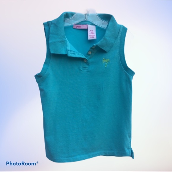 GreenDog Girl Blueish/Green Medium Sleeveless Polo - Picture 1 of 12